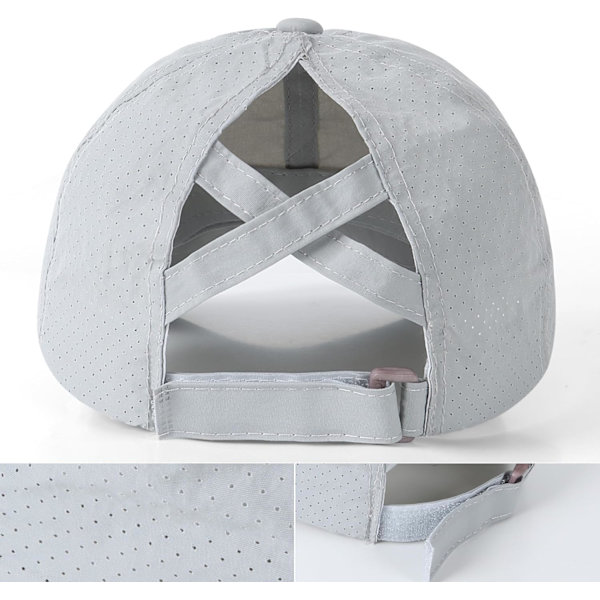 Dame Baseball Cap - Hestehale Solhatt Hurtigtørkende Løpehette Dame Golf Caps Criss Cross Justerbar Trucker Caps for Kvinner Jenter Gray One Size