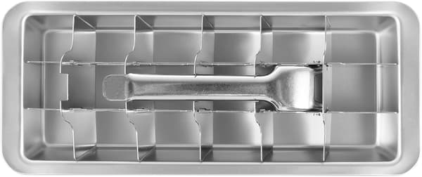 Stainless Steel Ice Cube Tray with 18 Compartments, Removable Metal Ice Maker with Handle, Easy Release and No Plastic Ice Trays