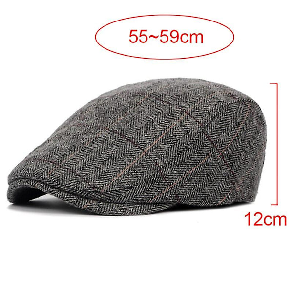 2022ny Herr Randig Basker Vår Höst Vinter Klassisk Mode Vild Newsboy Hatt Vintage Casual Hatt Justerbar Ull Varm Barett Brun