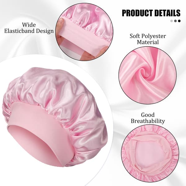 Satinmössa för hårstyling på natten, elastisk sidenmössa för hårvård black,pink