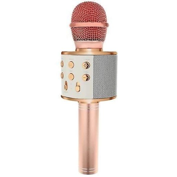 Geore Karaoke Microphone With Speakers And Bluetooth Pink Gold