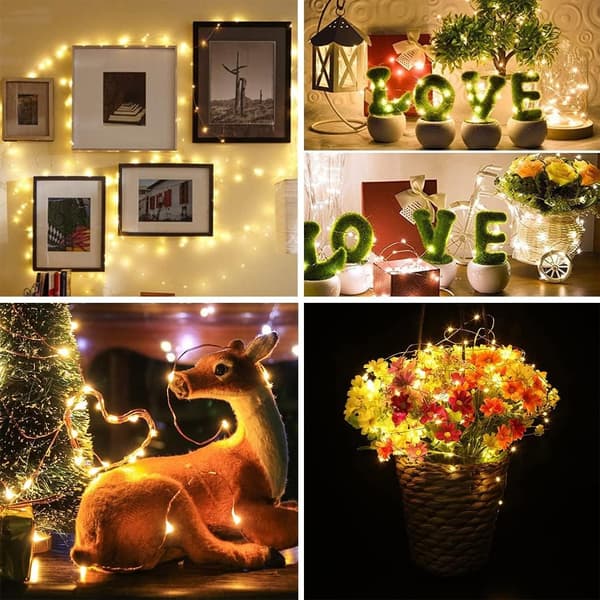 12 Pcs String Lights, 20 LED Copper Wire Lights Battery Operated, 2m Micro Lights for DIY Party Decor Camping, Warm White