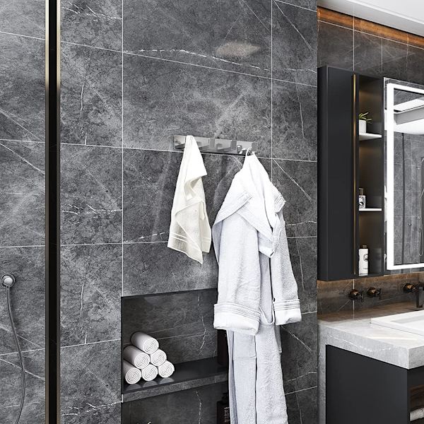 huonepyyhekoukut, kromattu seinäkiinnitysruuvi kiinteä ovi- tai kaapukoukku, naulakkoteline makuuhuoneessa tai keittiössä 410 Chrome 4 chrome coat hook