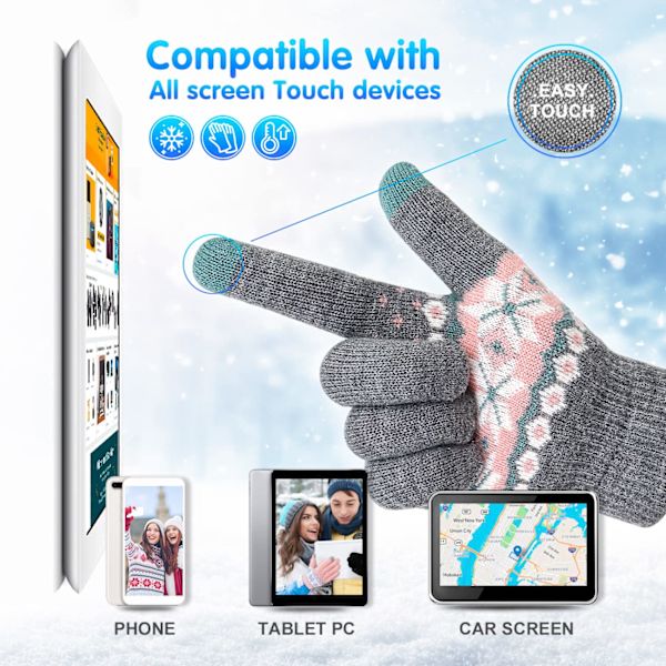 Vinter Touchscreen Handsker Varme Termisk Blødt For Til Kvinder