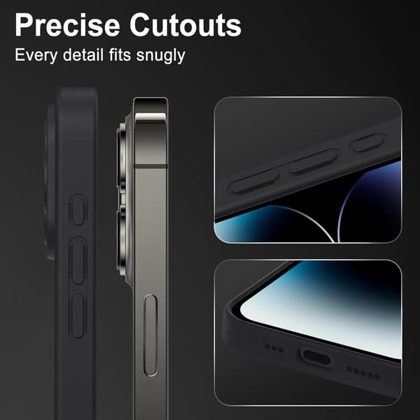 iPhone 14 Pro Case with Full Camera Protection, Anti-Fingerprint Matte Back 6.1 inch - Black