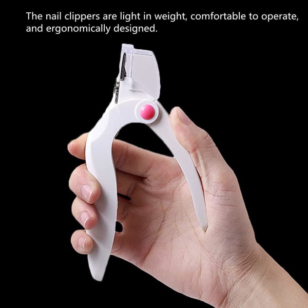 Akryl negleklipper, professionel justerbar rustfrit stål kunstig negleklipper, gel falske negle spidser cutter til neglekunst manicure værktøj White