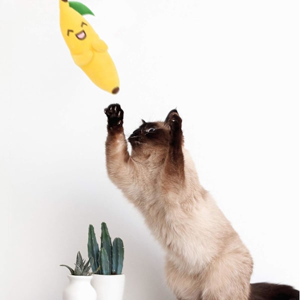 Kattmyntaleksaker, 4 st kattmyntaleksaker för katter, kattleksaker för inomhuskatter, kattleksaker med kattmynta, katttuggleksak, banan kattmyntaleksak, kattkuddleksaker för tänder C