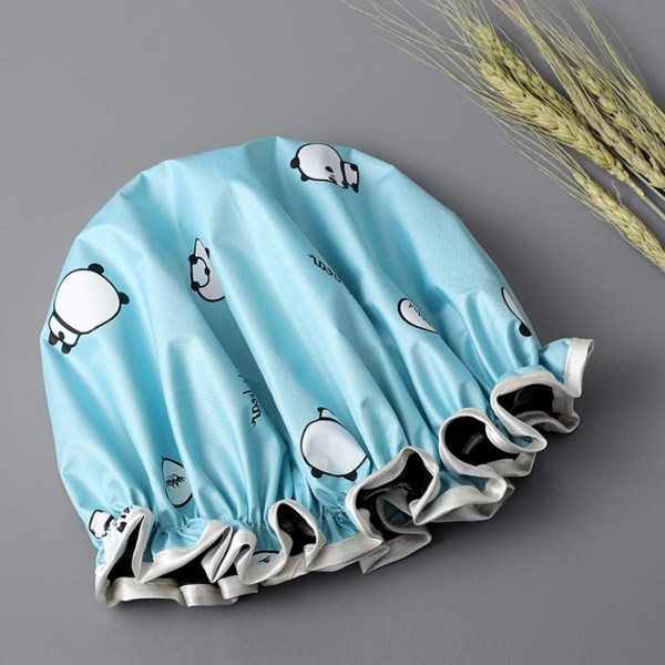 Caps, Tompig 2-pakker vanntette badehetter, elastisk bånd dusjhette vanntett for kvinner dusj spa (blå, grå) Blue,Grey, Grey 2 Count (Pack of 1)