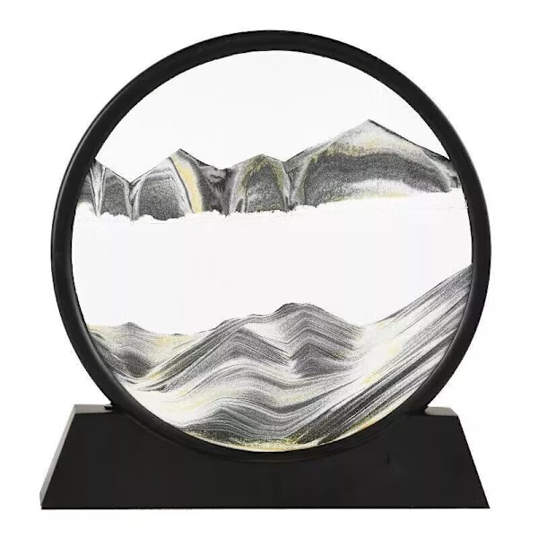 3D Timeglass Dyp Havsand Scene Flytende Bevegelse Display Maleri Kvikk Sand Bilde Ramme Avslappende Skrivebordsdekorasjon (Svart, 12 Tommer) 12 inches