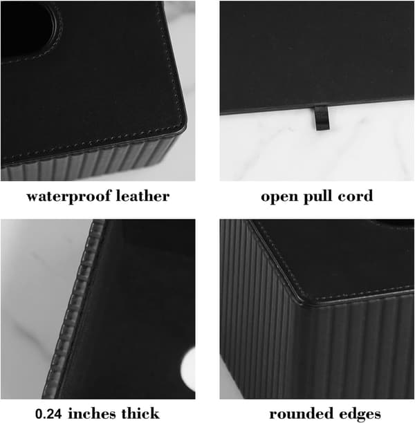 Stylish PU Leather Tissue Box, Rectangular Tissue Box Holder with Magnetic Bottom Lid for Bathroom, Bedroom or Office