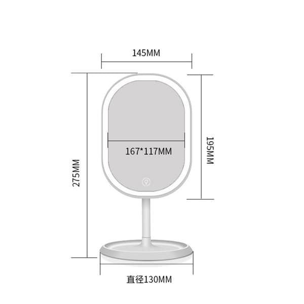 LED Makeup Mirror, Smart Light Setting and USB Charging, 180° Foldable Table Mirror, Perfect Gift for Friend