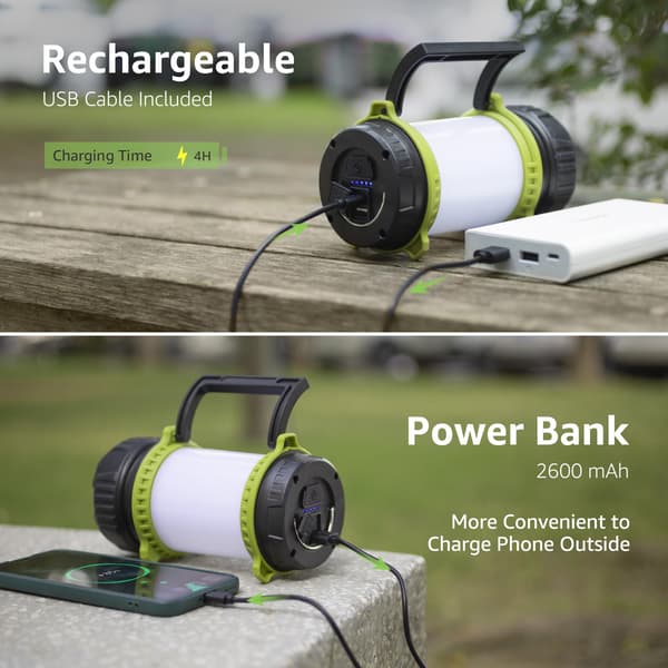 Camping Lights Rechargeable, Bright LED Flashlights Rechargeable, Dimmable 5 Modes Camping Flashlight Lantern with Power Bank, Rechargeable Lantern