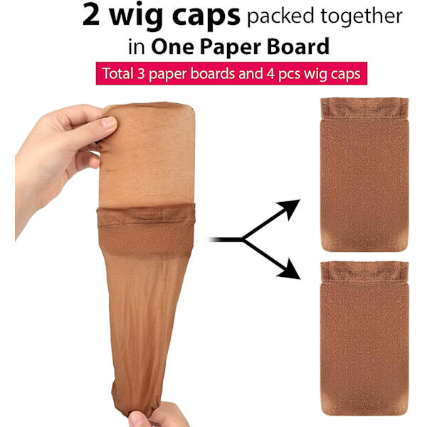6 stk mørkebrune elastiske nylon parykkluer - elastiske nylon lukkede ende strømpebukser parykk kopp, brun unisex parykk strømpe lue hår kopp for kvinner sminke