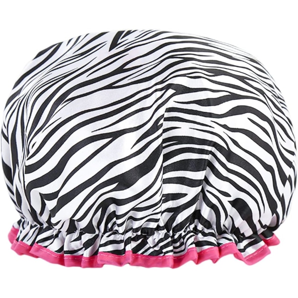 e Dobbelt Tykk Dusjhette - Vanntett og Trendy Zebra Design - Perfekt for Bading og Dusjing - 1 Stykke Zebra