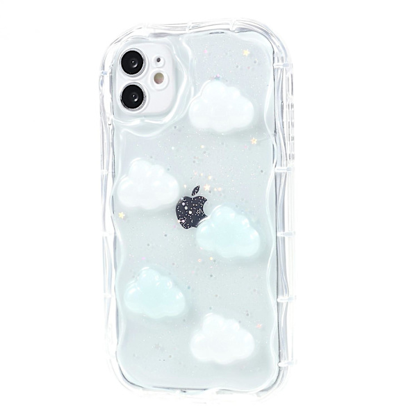 Bakskydd för iPhone 12 6,1 tum, 3D/molnmönster Epoxi flexibel TPU-telefonfodral-