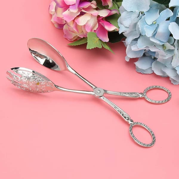 Brödtång, serveringstång för servering av mat, salladstång, kakttång, köksredskap (silver)