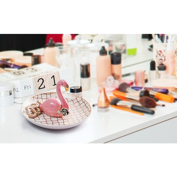 Flamingo Gave til Kvinder, Flamingo Ringeholder Smykkeskål, Ringeholder til Ring Halskæde Øreringe Smykker Holder, Fødselsdag Valentinsgave Pink Flamingo