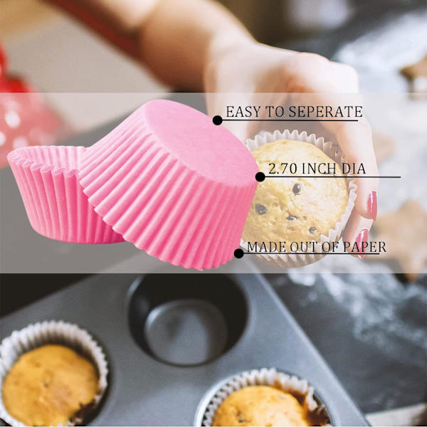 k Små Papir Cupcake Cases Bagekopper, Fedtsikre Cupcake Cases til Bagning, Mini Muffin Wrappers Cases Muffin Cups Cupcake Liner Bulk, Pape Pink