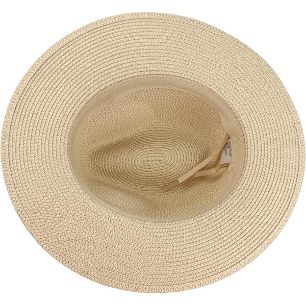 Dame Halm Panama Hat Fedora Strand Solhat Bred Skygge Halm Rulle op Hat UPF 50+ 1 Pc Beige Blue Ribbing a One Size