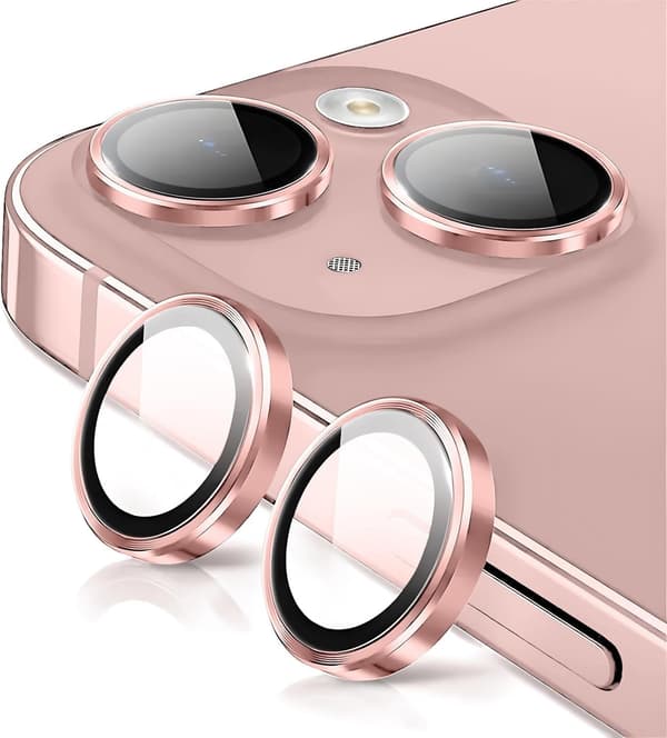 Camera Lens Protector for iPhone 13 / iPhone 13 mini, Shatterproof Ultra HD Individual Lens Covers, Ultra-thin, Pink