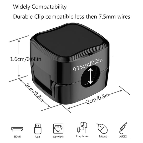6 Pcs Magnetic Cable Holders, Desk Cable Organizer, Hide Phone Charging Cable Holder (Black)
