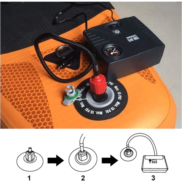 Adapter för uppblåsning av SUP-pump, luftpumpomvandlare, fäste för vanlig luftventil för 4 standarduppblåsnings-B