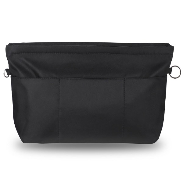 Handbag Organizer, Nylon Bag Organizer med nøkkelring, indre lommer, vanntett for håndvesker Organizer, svart, M