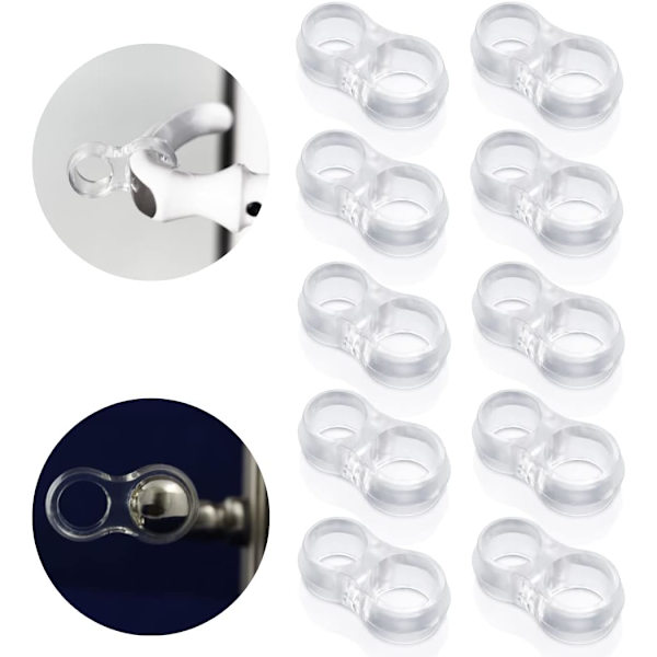 10-pakning dørhåndtakstopper, støtfanger veggbeskytter, fleksibel gjennomsiktig buffer i silikon, stopp møbler og veggskader, enkel å montere, dørklaffbeskytter, Transparent 10 Pcs
