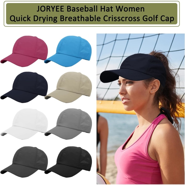 Dame Baseball Cap - Hestehale Solhat Hurtigtørrende Løb Cap Dame Golf Caps Criss Cross Justerbar Trucker Hatte til Kvinder Piger DeepBlue One Size