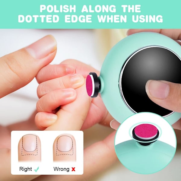 Elektrisk nagelklippare för bebis, 6 i 1 batteridriven nagelklippare manikyrset, elektrisk nagelklippare för bebis nagelklippare elektrisk trimning polering Green
