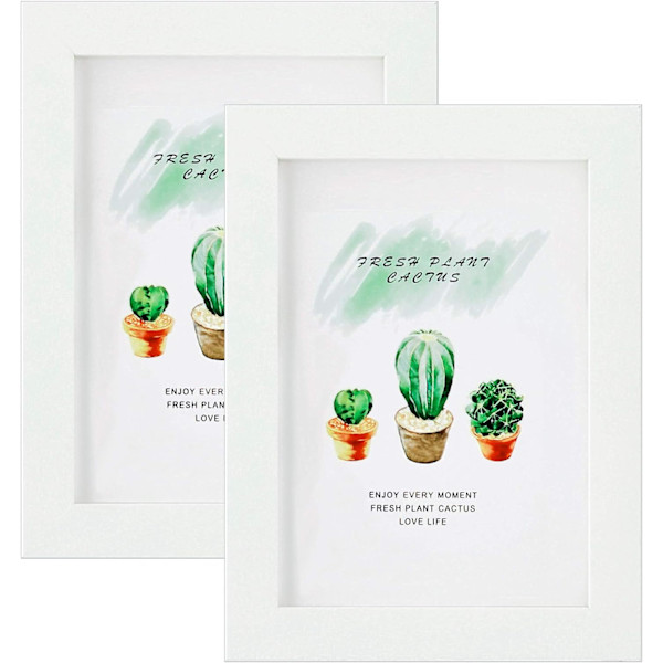 Ram för 5x7 tum foto Vit ram MDF bildram 2-pack för bordsskiva och vägg White 5x7 inch/ 12.7x17.8 cm