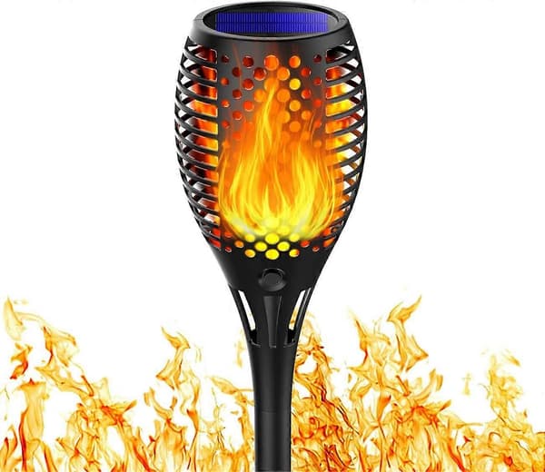 Solcellefakkel Hagefakkel Vanntett Solcellefakkel Solcelleflammelys Utendørsdekorasjon Solcelleflamme (pakke med 1)