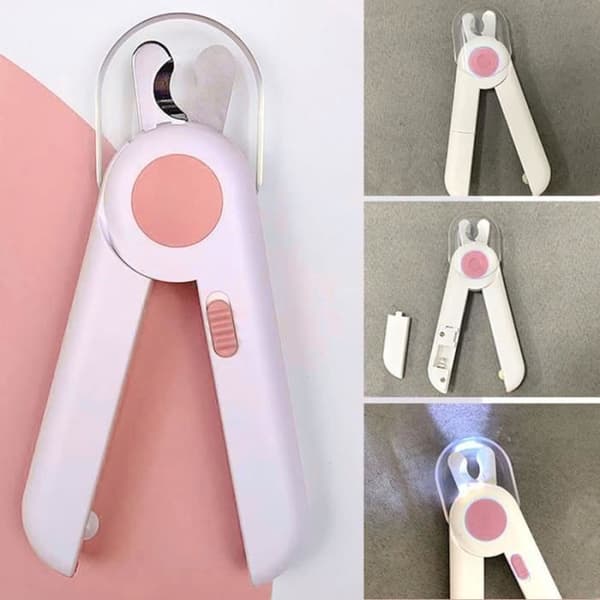 Kjæledyr negleklippere - LED-lys - Ergonomisk - Bærbar - Hvit/Rosa
