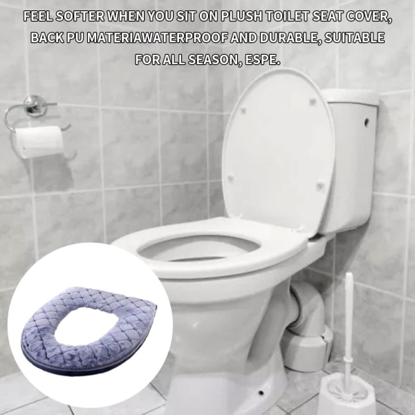 Kylpyhuoneen lämpimämpi wc- cover tyyny, pehmeä wc-istuimen tyynyn lämmitin pestävä wc- cover tyyny vetoketjulla uudelleenkäytettävä tyyny talven harmaalle