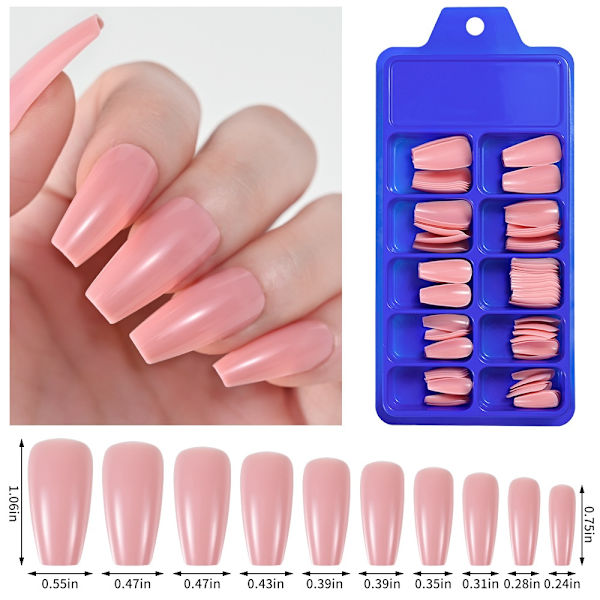 300 Tips Artificial Fingernails Natural In Tipbox Ballerina False Nails Nail Gift