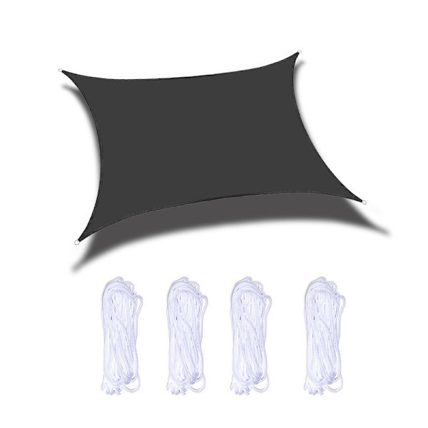 Rectangular Sun Shade Sail - Black - 4x6m - 95% UV Resistant - Mounting Kit Included - Rectangular Waterproof PES