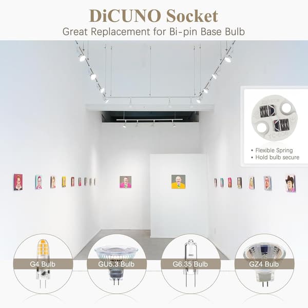 MR16 GU5.3/G4 Socket, Double Pin Base, Compatible with 12V Halogen/LED Bulbs, Ceramic Socket, 12-Pack.