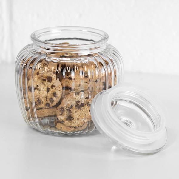 1320ml Riflet Glas Slik Sweetie Opbevaringsglas Biscuit Cookie Tønde Tin Bryllup Clear