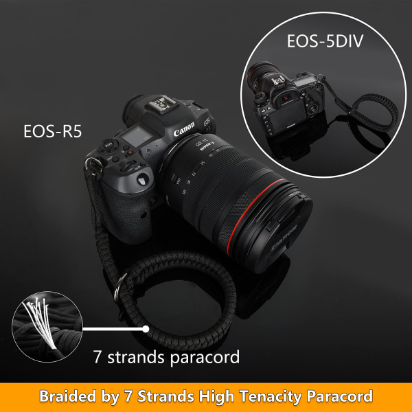 Kamerahåndledsstrop, Paracord kamerahåndslynge, Quick Release, Bærbar vedhæftning Passer til Canon, Nikon