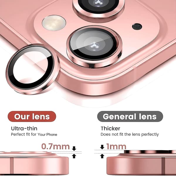Camera Lens Protector for iPhone 13 / iPhone 13 mini, Shatterproof Ultra HD Individual Lens Covers, Ultra-thin, Pink