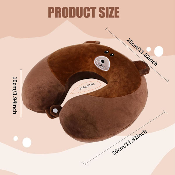 Pute Cartoon Dyre Nakkestøtte Pute 30 * 30cm Memory Foam Nakkepute U-formet Elastisk Barn Reisepute Bærbar U-formet Pude for H 30*30cm
