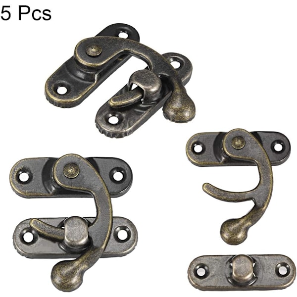 Antiikkinen Vintage Lukko Lukko Oikea Salpa Koukku Hasp 42mm x 37mm Kääntövarsi Salpa Päällystetty Pronssi, 5 kpl Ruuveilla Bronze Tone 42x37mm