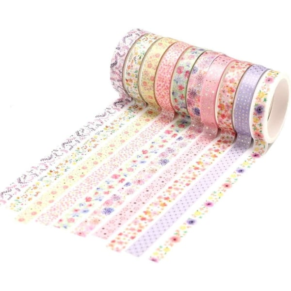 Skinny Gold Washi Tape Sæt Folie Dekorativ Tape til DIY Crafts, Bullet Journals, Planners, Scrapbooking, Indpakning (Blomster Theme) Flower Theme