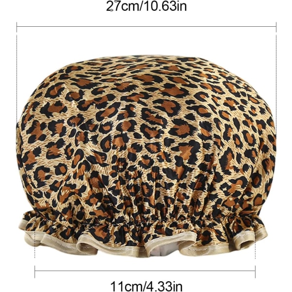 Dusjhette Gjenbrukbar Badehette, Dobbelt Tykkelse Vanntett Dusjhette (Leopard Print) Leopard Print
