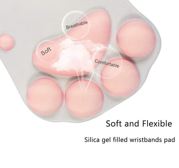 Kattmusematte med håndleddsstøtte, ergonomisk bærbar musematte (rosa)