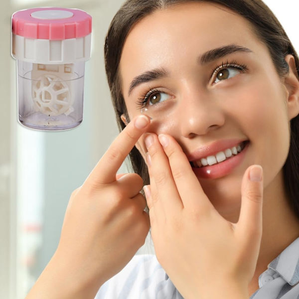 Contact Lens Case, Protective Case and Manual Rotating Cleaner, 3-Piece Set