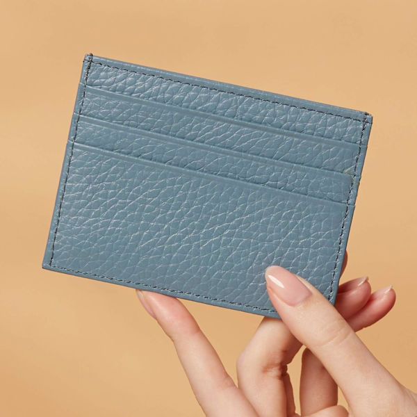 Äkta läder korthållare 7 kortplatser Minimalistisk Ultra Slim för jacka, byxor Turquoise