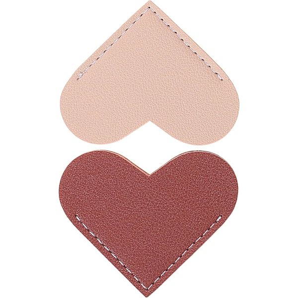 2 kpl nahkainen sydänkirjanmerkki, kirjanmerkit naisille, kannettava kirjanmerkki naisten lahja, kirjan lisävarusteet lukemisen ystäville, söpö käsintehty kirjan lukemisen lahja f Color A(2 Pcs)