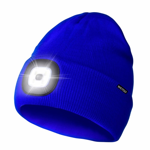 Unisex 4 LED-belyst cap, USB uppladdningsbar löpmössa Super Bright handsfree strålkastare Torch Hat, LED-hatt för löpvandring (blå)