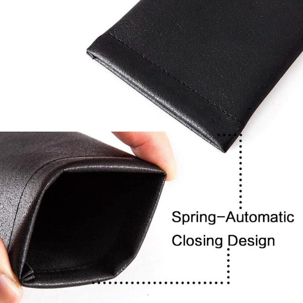 yyds F Glasögonfodral Mjukt, PU Läder Solglasögon Läsglasögon Påse Glasögonväska för Kvinnor Män Black Glasses Pouch